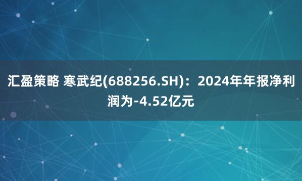 汇盈策略 寒武纪(688256.SH)：2024年年报净利润为-4.52亿元