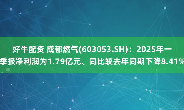 好牛配资 成都燃气(603053.SH)：2025年一季报净利润为1.79亿元、同比较去年同期下降8.41%